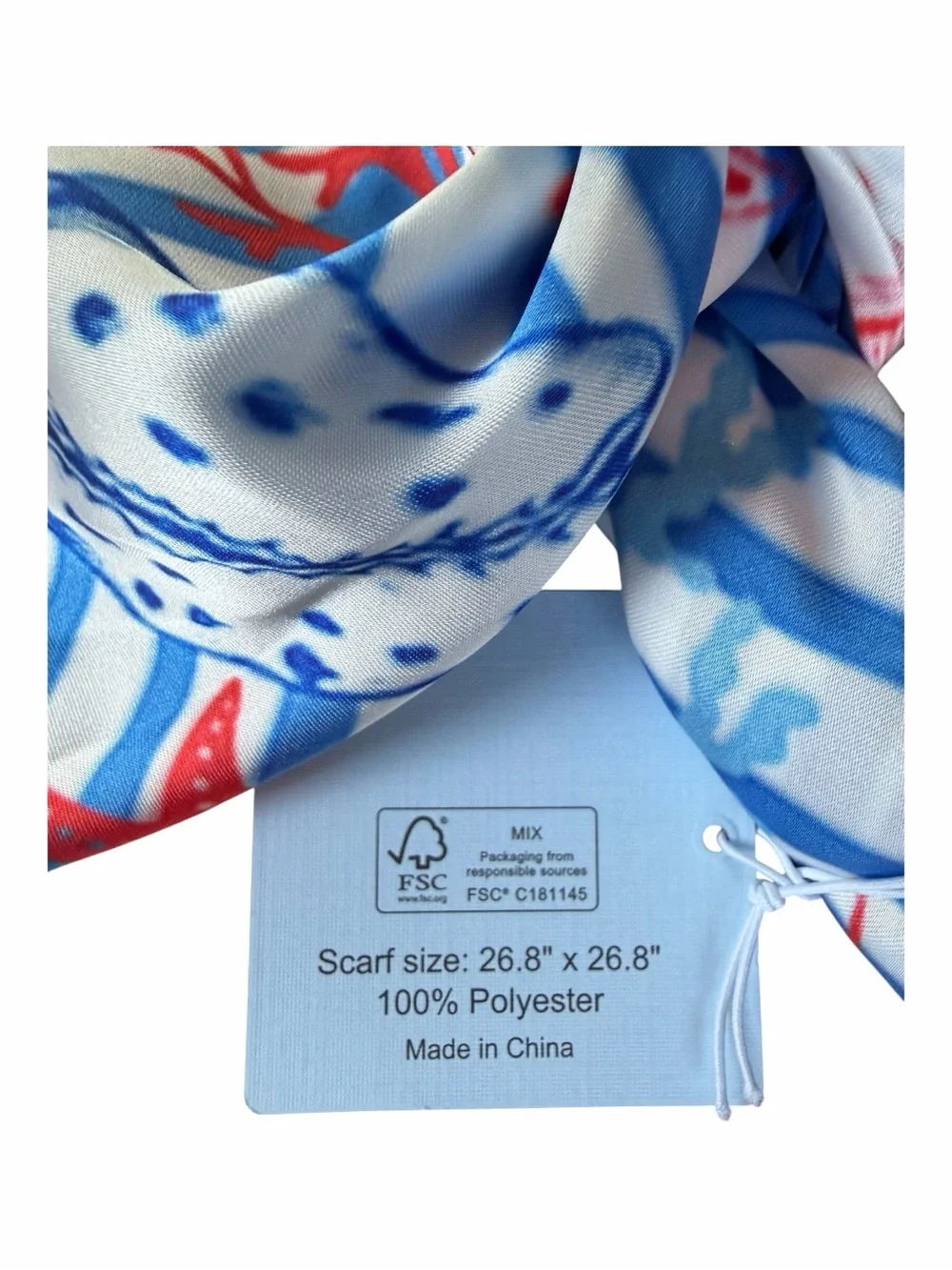PIPER K | Nautical Starfish Shell Ocean Coral Scarf NWT